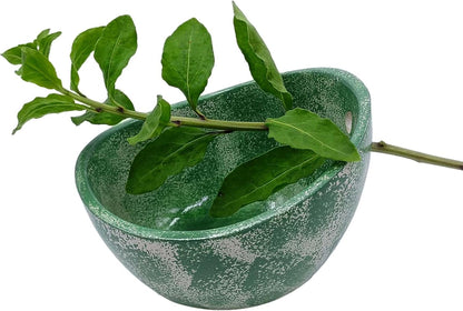 Herb Stripping Bowl with 4 Different Holes Efficient Leaf Removal Tool for Parsley, Cilantro, Vegetables - Durable Resin Kitchen Gadget Veggie Herbs Stripper Imitation Ceramic Pottery Design