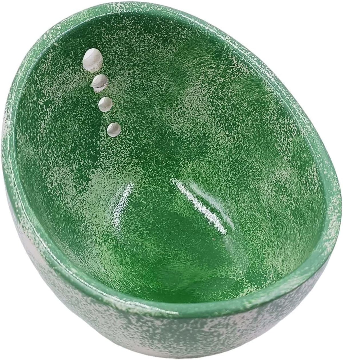 Herb Stripping Bowl with 4 Different Holes Efficient Leaf Removal Tool for Parsley, Cilantro, Vegetables - Durable Resin Kitchen Gadget Veggie Herbs Stripper Imitation Ceramic Pottery Design