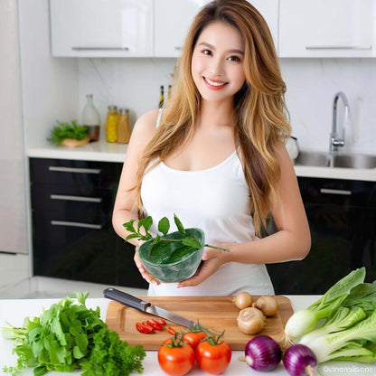 Herb Stripping Bowl with 4 Different Holes Efficient Leaf Removal Tool for Parsley, Cilantro, Vegetables - Durable Resin Kitchen Gadget Veggie Herbs Stripper Imitation Ceramic Pottery Design