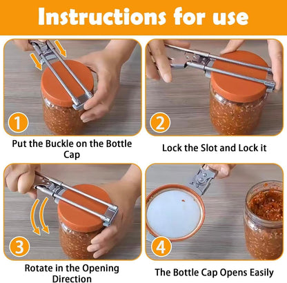 2-Pack Adjustable Stainless Steel Jar Opener, Multifunctional Jar Opener for Weak Hands, Seniors with Arthritis, Includes Keychain Opener and Anti-slip sleeve, Opens Jars, Bottles, Containers Easily