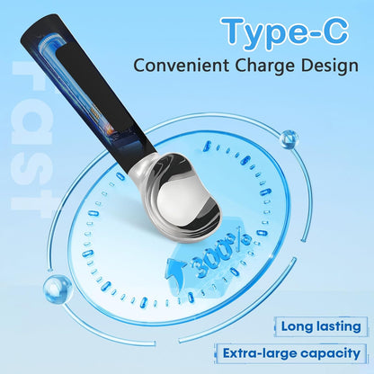 Electric Heated Ice Cream Scoop - Rechargeable Icecream Scoop with LED Display, IP67 Waterproof, Professional lce Cream Scoop for Hard lce Cream (Black)