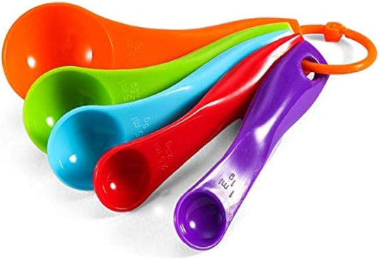 5 Pcs Colorful Plastic Measuring Spoons Plastic Teaspoon 1/2.5/5/7.5/15ml Measuring Spoon for Baking Coffee Tea, Measure Tool, Kitchen Accessories