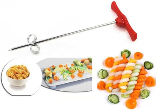 Fruits & Vegetables Spiral Twist Knife,Stainless Steel Spiral Twist Knife, Twist Shredder Ideal for Healthy Snacks, Chips, Parties
