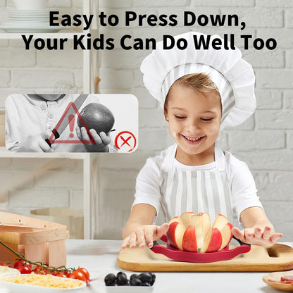 Newness Apple Slicer Corer, 8-Slice [Large Size] Premium Apple Slicer Corer, Cutter, Divider, Wedger, Stainless Steel Easy Grip Fruit Slicer with Sharp Blade for Apples, Pears and More, Red