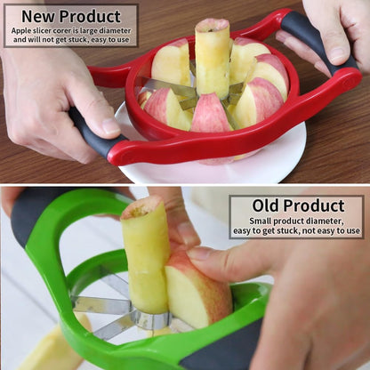 Newness Apple Slicer Corer, 8-Slice [Large Size] Premium Apple Slicer Corer, Cutter, Divider, Wedger, Stainless Steel Easy Grip Fruit Slicer with Sharp Blade for Apples, Pears and More, Red