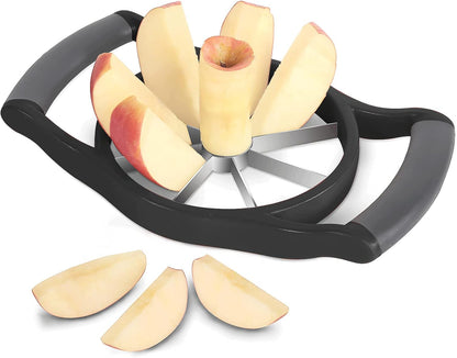 Newness Apple Slicer Corer, 8-Slice [Large Size] Premium Apple Slicer Corer, Cutter, Divider, Wedger, Stainless Steel Easy Grip Fruit Slicer with Sharp Blade for Apples, Pears and More, Red