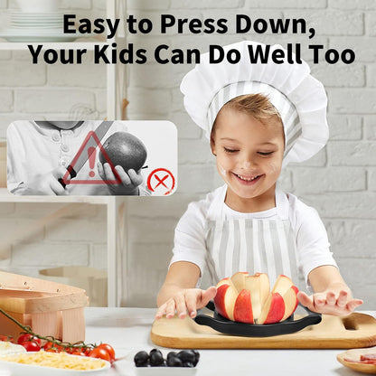 Newness Apple Slicer Corer, 8-Slice [Large Size] Premium Apple Slicer Corer, Cutter, Divider, Wedger, Stainless Steel Easy Grip Fruit Slicer with Sharp Blade for Apples, Pears and More, Red