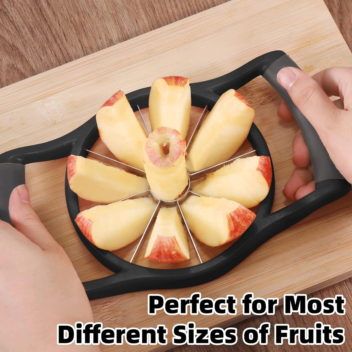 Newness Apple Slicer Corer, 8-Slice [Large Size] Premium Apple Slicer Corer, Cutter, Divider, Wedger, Stainless Steel Easy Grip Fruit Slicer with Sharp Blade for Apples, Pears and More, Red