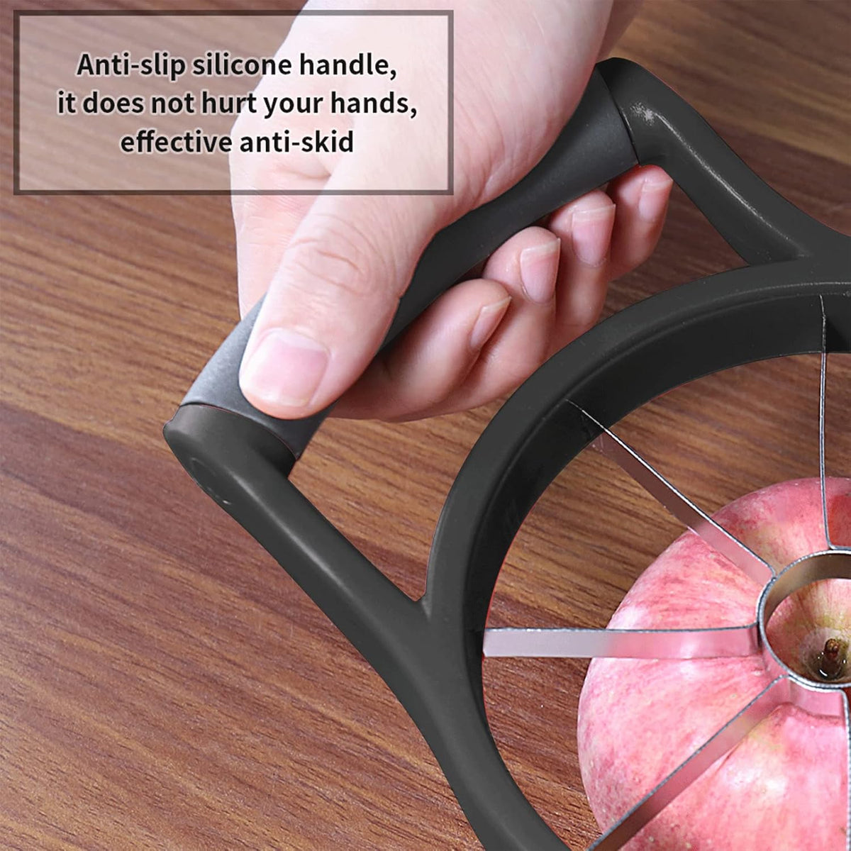 Newness Apple Slicer Corer, 8-Slice [Large Size] Premium Apple Slicer Corer, Cutter, Divider, Wedger, Stainless Steel Easy Grip Fruit Slicer with Sharp Blade for Apples, Pears and More, Red