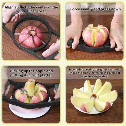 Newness Apple Slicer Corer, 8-Slice [Large Size] Premium Apple Slicer Corer, Cutter, Divider, Wedger, Stainless Steel Easy Grip Fruit Slicer with Sharp Blade for Apples, Pears and More, Red