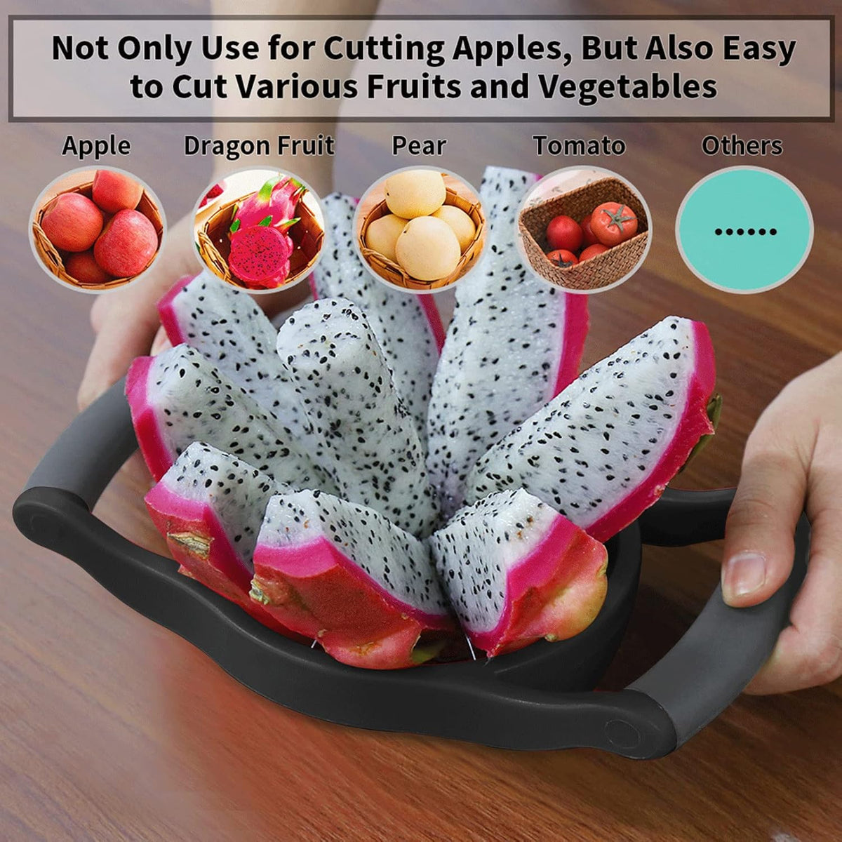 Newness Apple Slicer Corer, 8-Slice [Large Size] Premium Apple Slicer Corer, Cutter, Divider, Wedger, Stainless Steel Easy Grip Fruit Slicer with Sharp Blade for Apples, Pears and More, Red