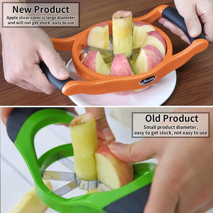 Newness Apple Slicer Corer, 8-Slice [Large Size] Premium Apple Slicer Corer, Cutter, Divider, Wedger, Stainless Steel Easy Grip Fruit Slicer with Sharp Blade for Apples, Pears and More, Red
