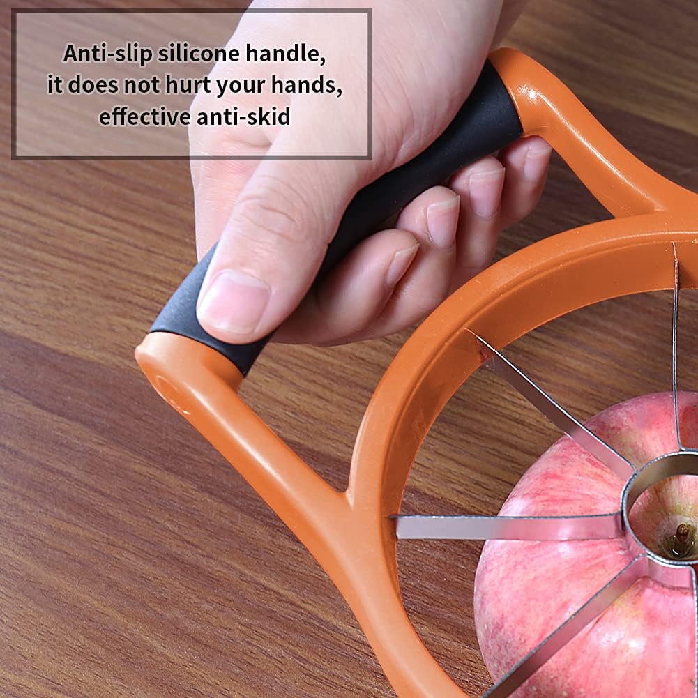 Newness Apple Slicer Corer, 8-Slice [Large Size] Premium Apple Slicer Corer, Cutter, Divider, Wedger, Stainless Steel Easy Grip Fruit Slicer with Sharp Blade for Apples, Pears and More, Red