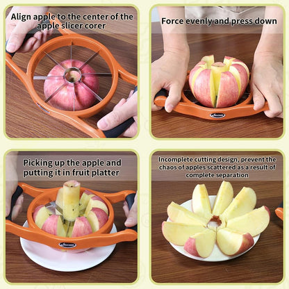 Newness Apple Slicer Corer, 8-Slice [Large Size] Premium Apple Slicer Corer, Cutter, Divider, Wedger, Stainless Steel Easy Grip Fruit Slicer with Sharp Blade for Apples, Pears and More, Red