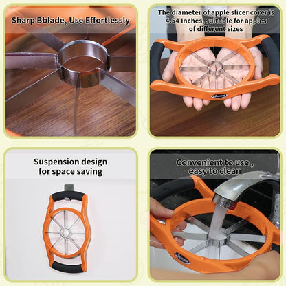 Newness Apple Slicer Corer, 8-Slice [Large Size] Premium Apple Slicer Corer, Cutter, Divider, Wedger, Stainless Steel Easy Grip Fruit Slicer with Sharp Blade for Apples, Pears and More, Red