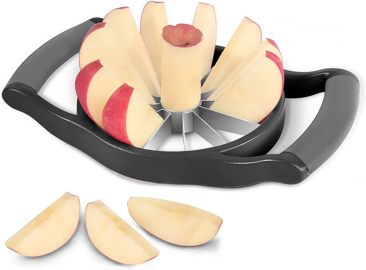 Newness Apple Slicer Corer, 8-Slice [Large Size] Premium Apple Slicer Corer, Cutter, Divider, Wedger, Stainless Steel Easy Grip Fruit Slicer with Sharp Blade for Apples, Pears and More, Red