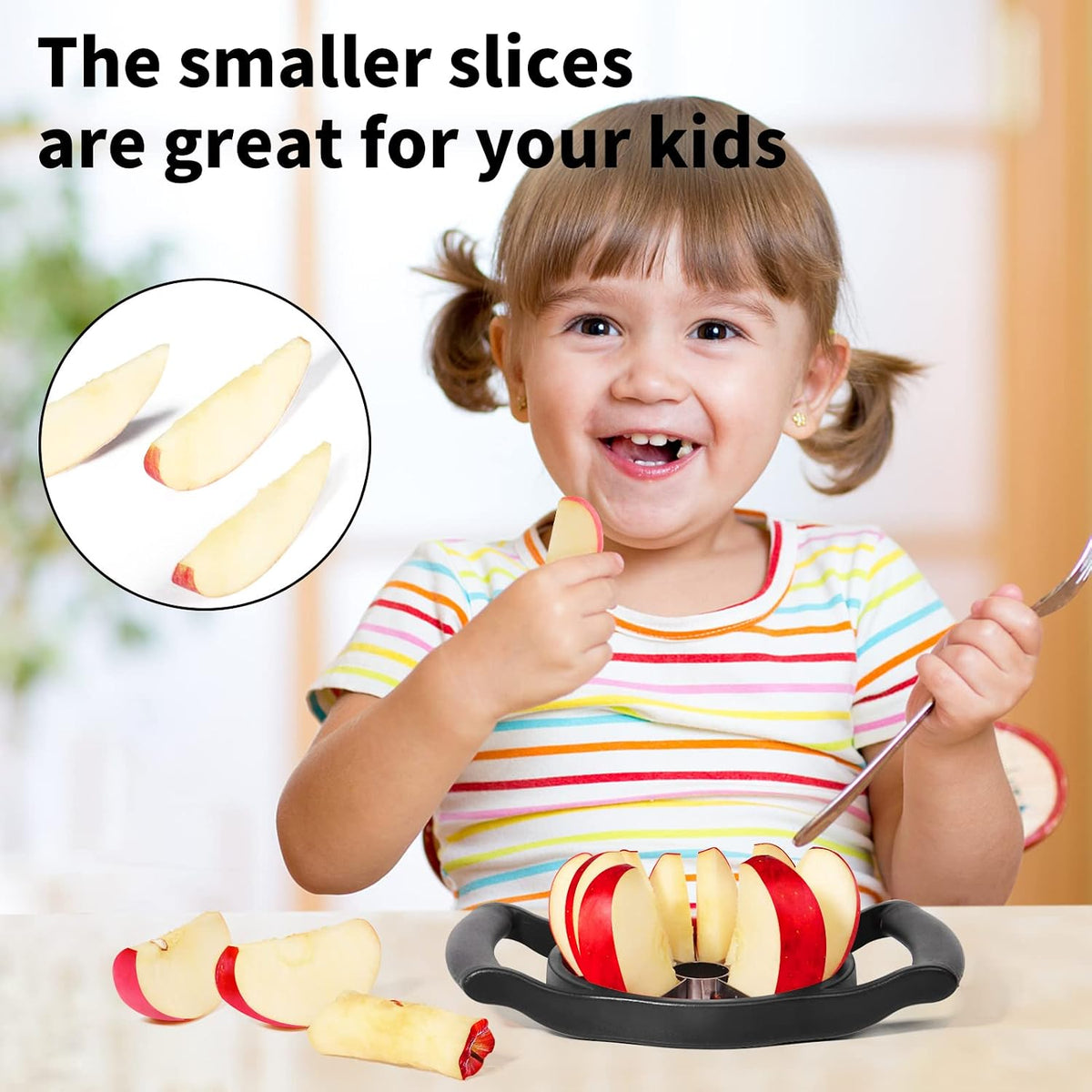 Newness Apple Slicer Corer, 8-Slice [Large Size] Premium Apple Slicer Corer, Cutter, Divider, Wedger, Stainless Steel Easy Grip Fruit Slicer with Sharp Blade for Apples, Pears and More, Red
