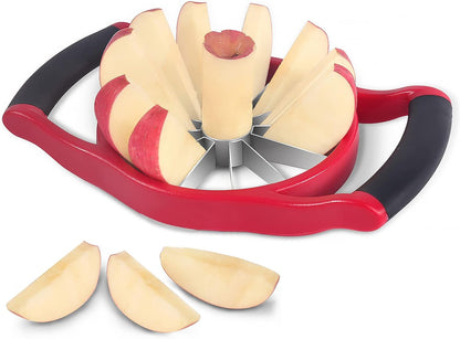 Newness Apple Slicer Corer, 8-Slice [Large Size] Premium Apple Slicer Corer, Cutter, Divider, Wedger, Stainless Steel Easy Grip Fruit Slicer with Sharp Blade for Apples, Pears and More, Red