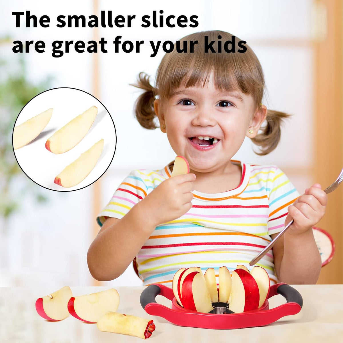 Newness Apple Slicer Corer, 8-Slice [Large Size] Premium Apple Slicer Corer, Cutter, Divider, Wedger, Stainless Steel Easy Grip Fruit Slicer with Sharp Blade for Apples, Pears and More, Red