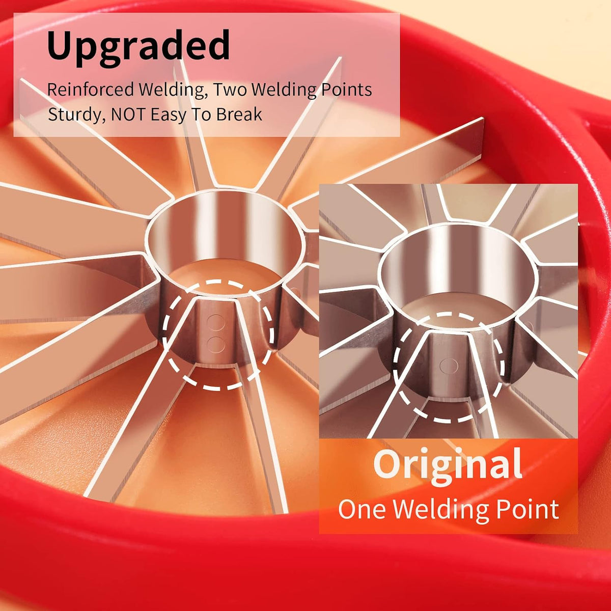 Newness Apple Slicer Corer, 8-Slice [Large Size] Premium Apple Slicer Corer, Cutter, Divider, Wedger, Stainless Steel Easy Grip Fruit Slicer with Sharp Blade for Apples, Pears and More, Red