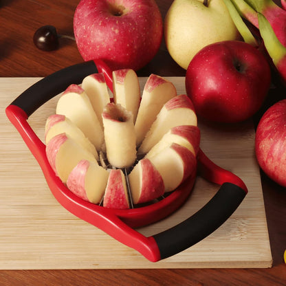 Newness Apple Slicer Corer, 8-Slice [Large Size] Premium Apple Slicer Corer, Cutter, Divider, Wedger, Stainless Steel Easy Grip Fruit Slicer with Sharp Blade for Apples, Pears and More, Red