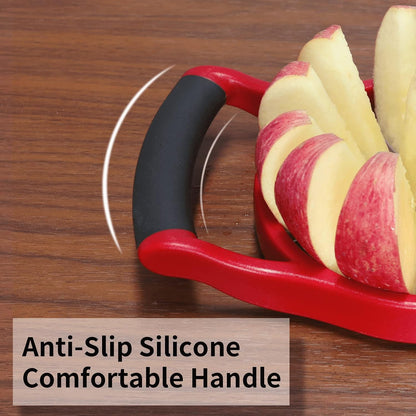 Newness Apple Slicer Corer, 8-Slice [Large Size] Premium Apple Slicer Corer, Cutter, Divider, Wedger, Stainless Steel Easy Grip Fruit Slicer with Sharp Blade for Apples, Pears and More, Red