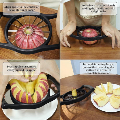 Newness Apple Slicer Corer, 8-Slice [Large Size] Premium Apple Slicer Corer, Cutter, Divider, Wedger, Stainless Steel Easy Grip Fruit Slicer with Sharp Blade for Apples, Pears and More, Red