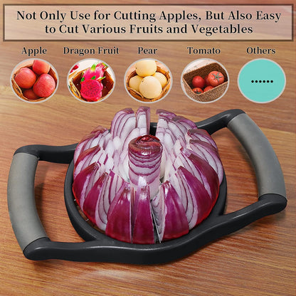 Newness Apple Slicer Corer, 8-Slice [Large Size] Premium Apple Slicer Corer, Cutter, Divider, Wedger, Stainless Steel Easy Grip Fruit Slicer with Sharp Blade for Apples, Pears and More, Red