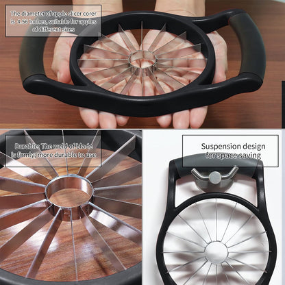 Newness Apple Slicer Corer, 8-Slice [Large Size] Premium Apple Slicer Corer, Cutter, Divider, Wedger, Stainless Steel Easy Grip Fruit Slicer with Sharp Blade for Apples, Pears and More, Red