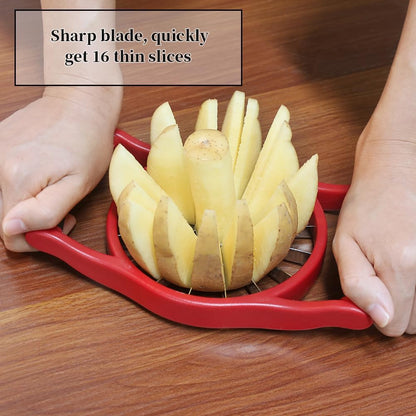 Newness Apple Slicer Corer, 8-Slice [Large Size] Premium Apple Slicer Corer, Cutter, Divider, Wedger, Stainless Steel Easy Grip Fruit Slicer with Sharp Blade for Apples, Pears and More, Red
