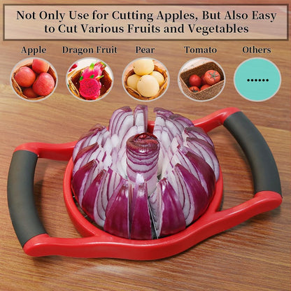 Newness Apple Slicer Corer, 8-Slice [Large Size] Premium Apple Slicer Corer, Cutter, Divider, Wedger, Stainless Steel Easy Grip Fruit Slicer with Sharp Blade for Apples, Pears and More, Red