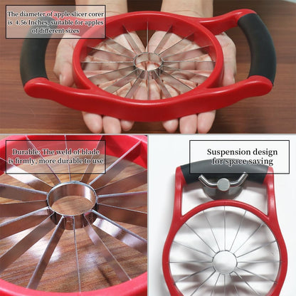 Newness Apple Slicer Corer, 8-Slice [Large Size] Premium Apple Slicer Corer, Cutter, Divider, Wedger, Stainless Steel Easy Grip Fruit Slicer with Sharp Blade for Apples, Pears and More, Red