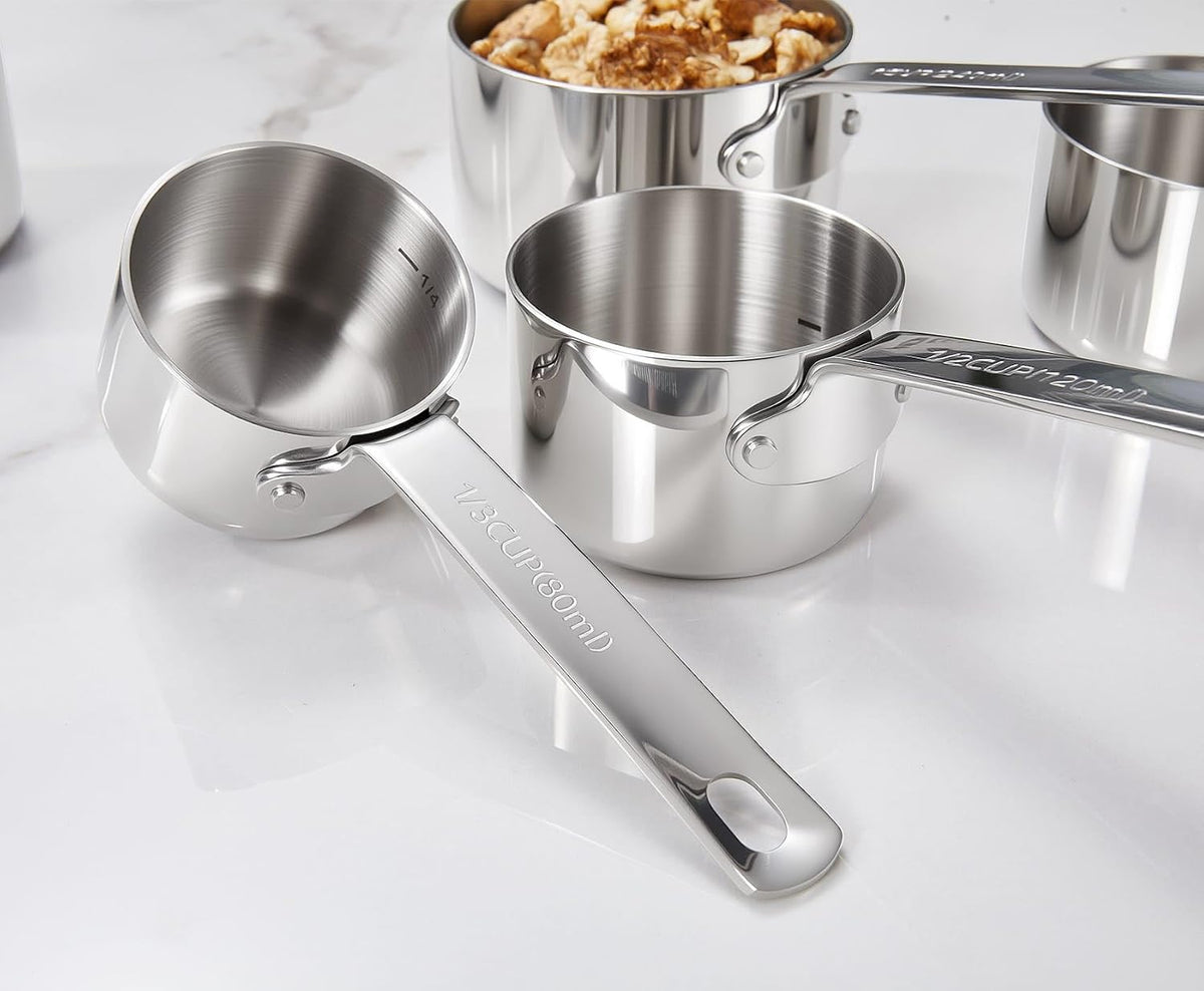 Premium 18/10 Measuring Cup Set (Silver, 5PC Measuring Cups)