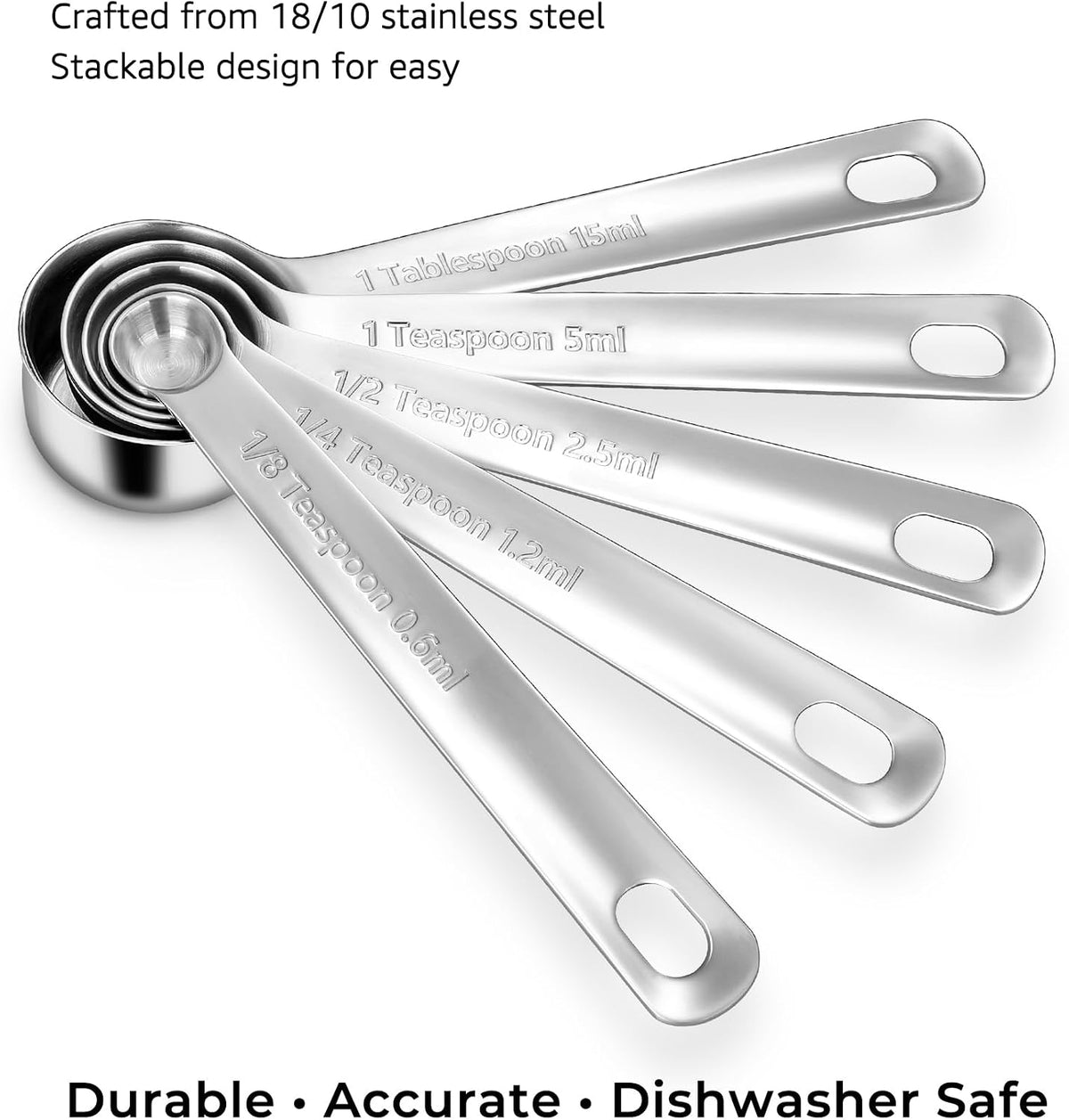 Premium 18/10 Measuring Cup Set (Silver, 5PC Measuring Cups)
