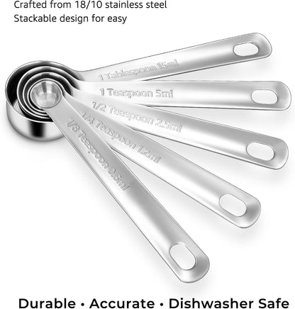 Premium 18/10 Measuring Cup Set (Silver, 5PC Measuring Cups)