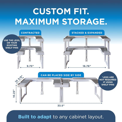3.0 - Expandable 2 Tiered Spice Rack Organizer for Cabinet & Pantry - Kitchen Seasoning Organizer - Cabinet Spice Racks for Inside Cabinets ( Premium) - Home Organization