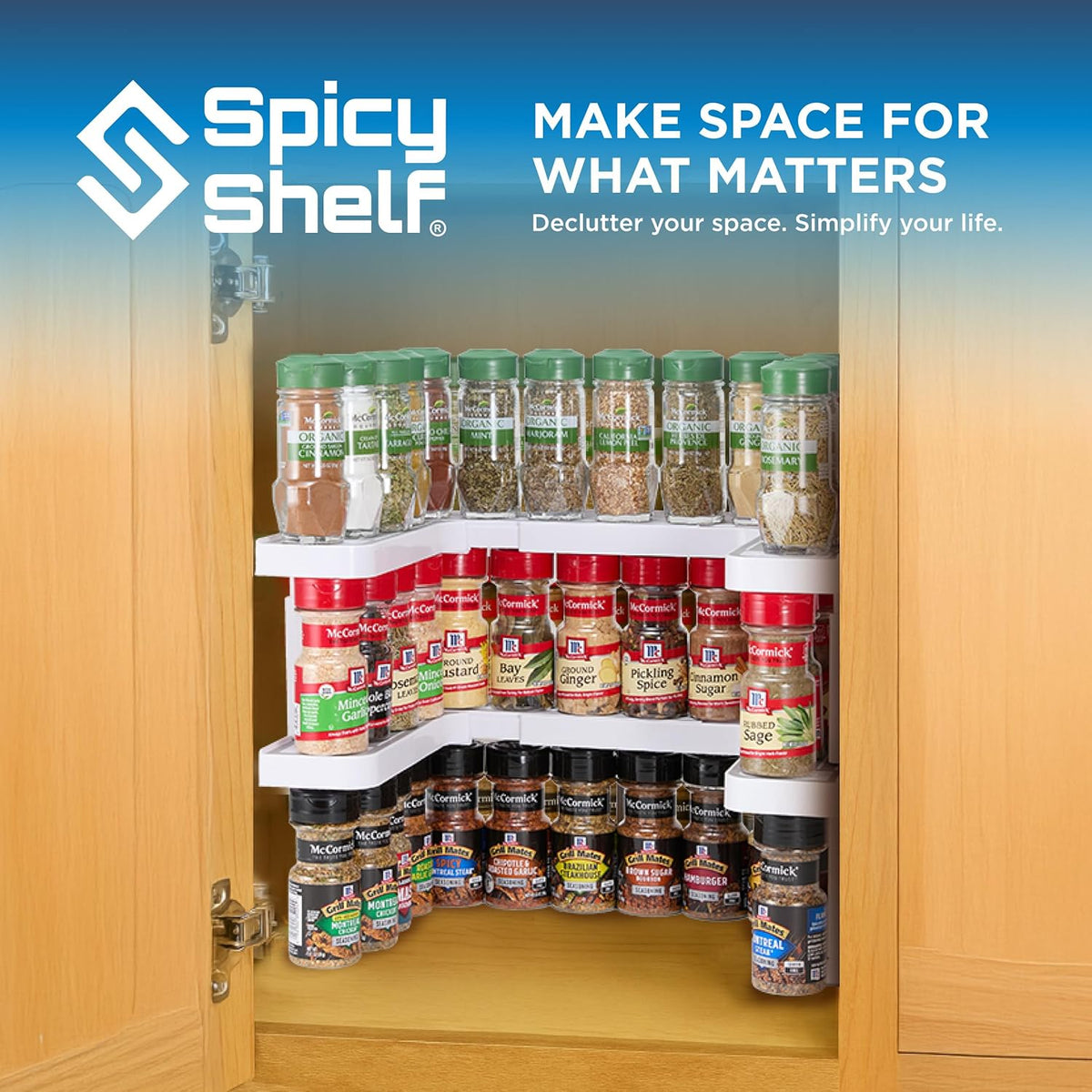 3.0 - Expandable 2 Tiered Spice Rack Organizer for Cabinet & Pantry - Kitchen Seasoning Organizer - Cabinet Spice Racks for Inside Cabinets ( Premium) - Home Organization