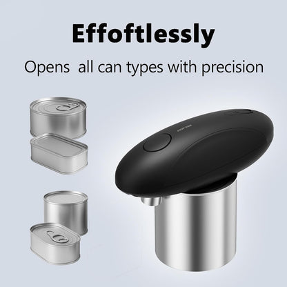 Automatic Electric Can Opener for Seniors for Kitchen:Anyone can Hands Free,One Touch Opener,Durable Blades,Rechargeable, Smooth Edge, Lightweight Small Size, Black (White)