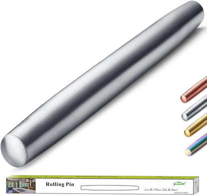 Stainless Steel Rolling Pin, Matte Finish 16.7 Inches, Rolling Pin For Baking Pizza Dough, Pie, Cookie, Essential Kitchen Utensil Gift Ideas For Bakers.