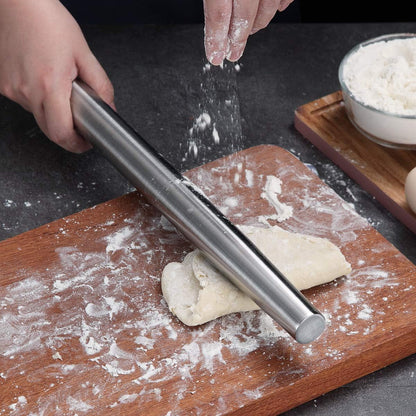 Stainless Steel Rolling Pin, Matte Finish 16.7 Inches, Rolling Pin For Baking Pizza Dough, Pie, Cookie, Essential Kitchen Utensil Gift Ideas For Bakers.