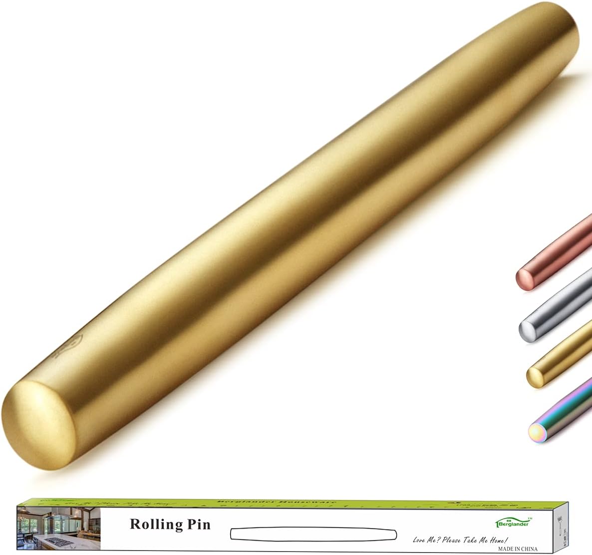 Stainless Steel Rolling Pin, Matte Finish 16.7 Inches, Rolling Pin For Baking Pizza Dough, Pie, Cookie, Essential Kitchen Utensil Gift Ideas For Bakers.
