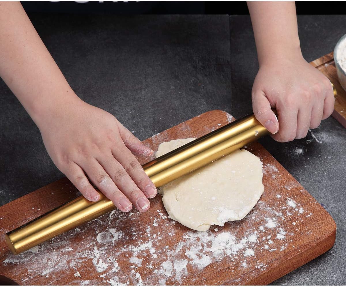 Stainless Steel Rolling Pin, Matte Finish 16.7 Inches, Rolling Pin For Baking Pizza Dough, Pie, Cookie, Essential Kitchen Utensil Gift Ideas For Bakers.