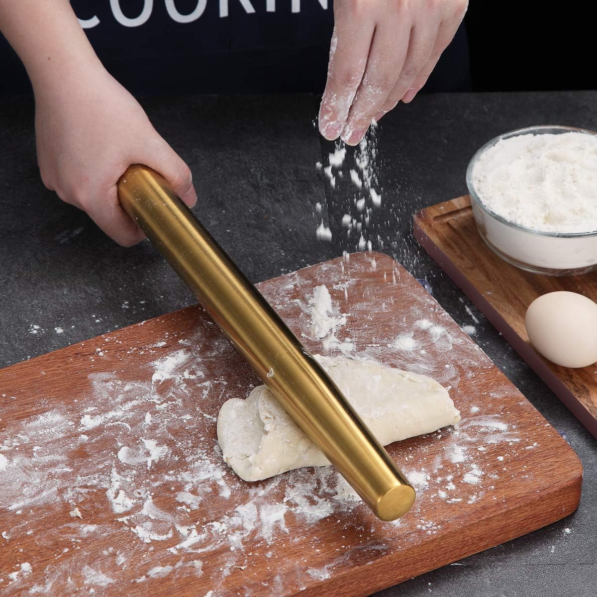 Stainless Steel Rolling Pin, Matte Finish 16.7 Inches, Rolling Pin For Baking Pizza Dough, Pie, Cookie, Essential Kitchen Utensil Gift Ideas For Bakers.
