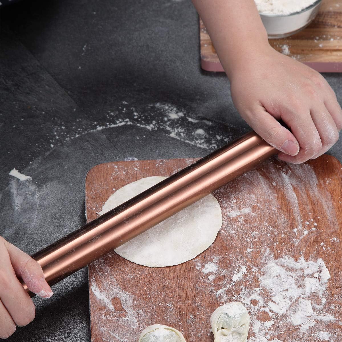 Stainless Steel Rolling Pin, Matte Finish 16.7 Inches, Rolling Pin For Baking Pizza Dough, Pie, Cookie, Essential Kitchen Utensil Gift Ideas For Bakers.