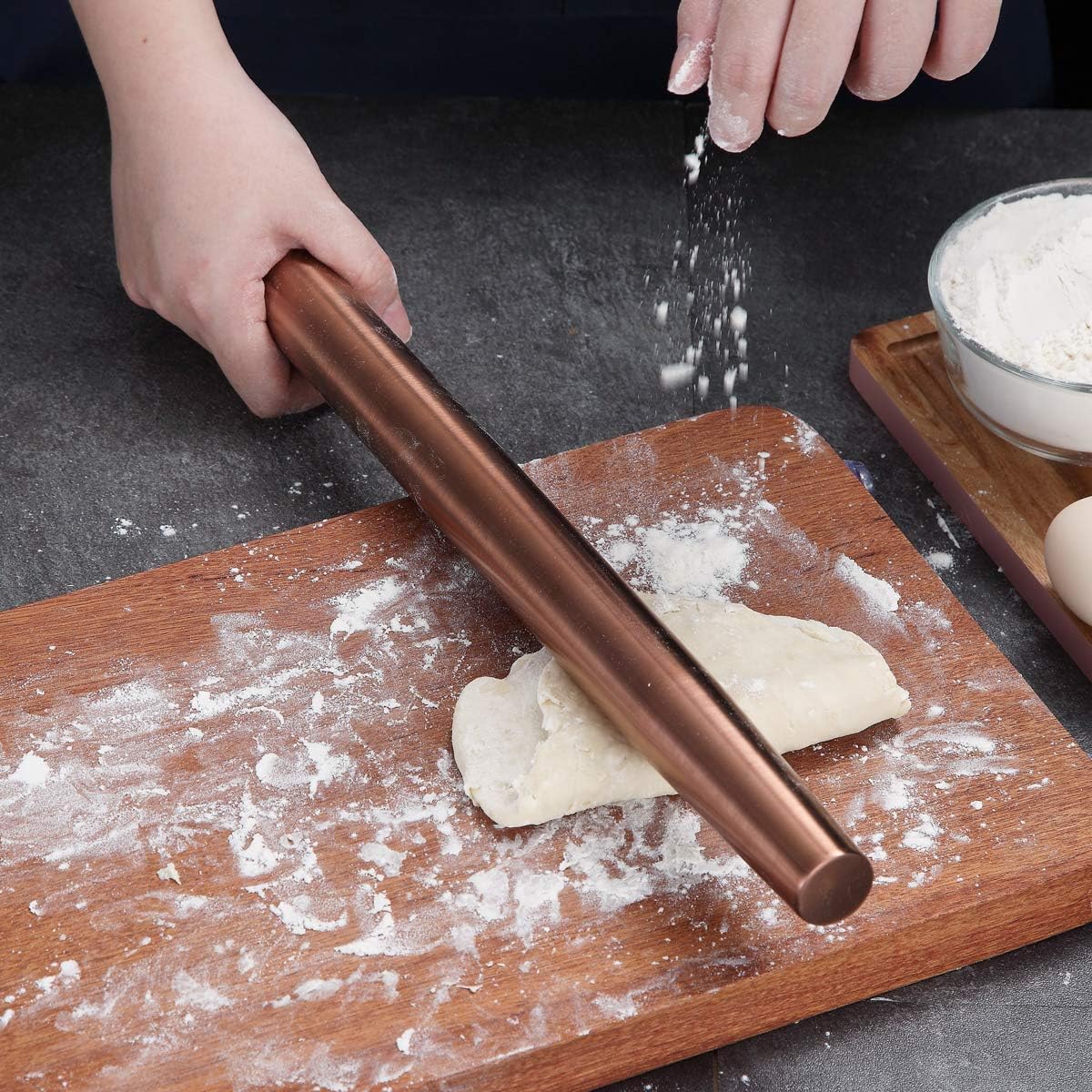 Stainless Steel Rolling Pin, Matte Finish 16.7 Inches, Rolling Pin For Baking Pizza Dough, Pie, Cookie, Essential Kitchen Utensil Gift Ideas For Bakers.