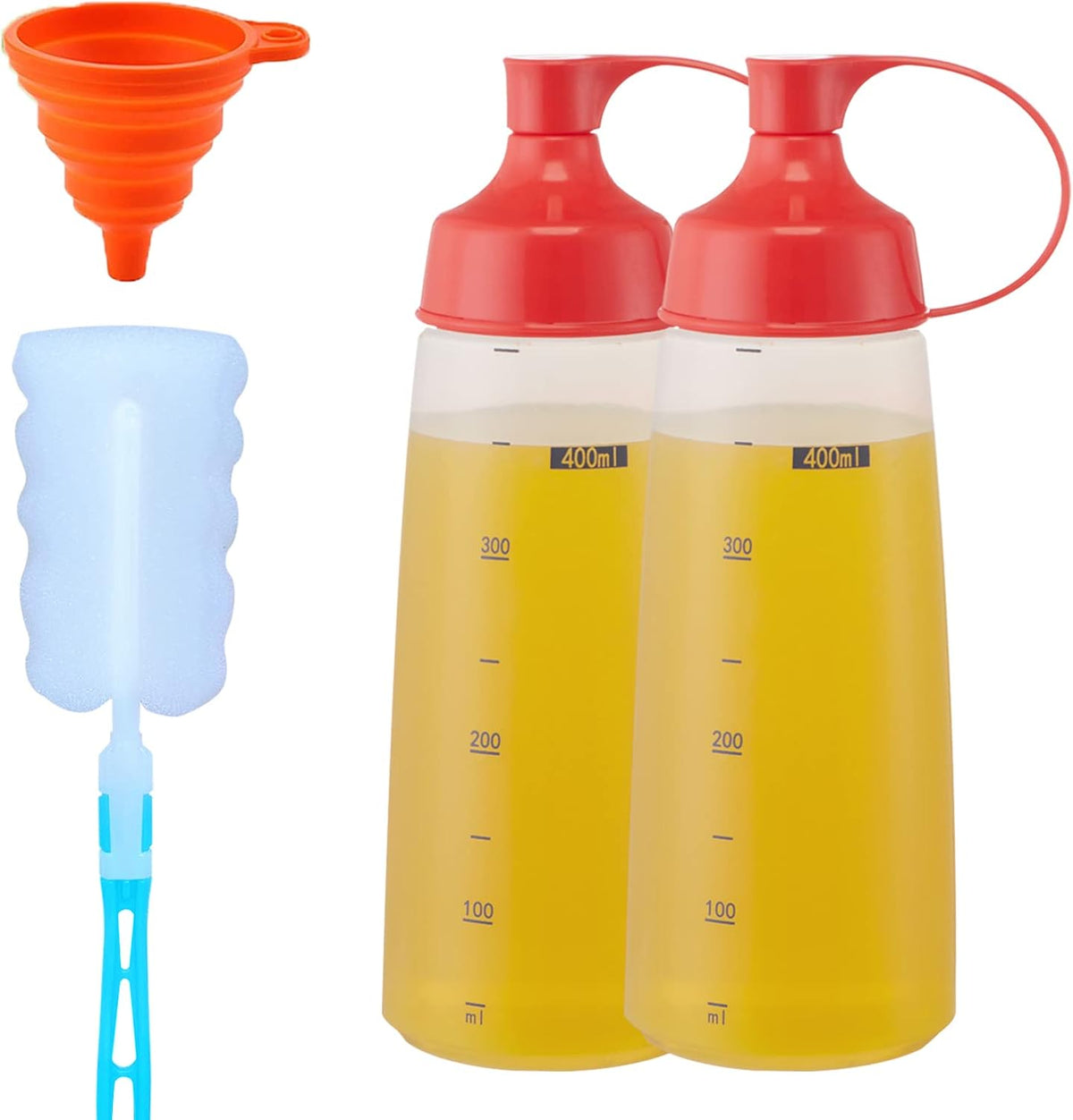 Condiment Squeeze Bottles for Sauces Pancake Batter Plastic - Wide Mouth Kitchen Ketchup Mustard Squirt Bottle Empty Dispenser for Icing Oil Salad Food Liquid for Griddle BBQ(1 PCS, 13 oz.)