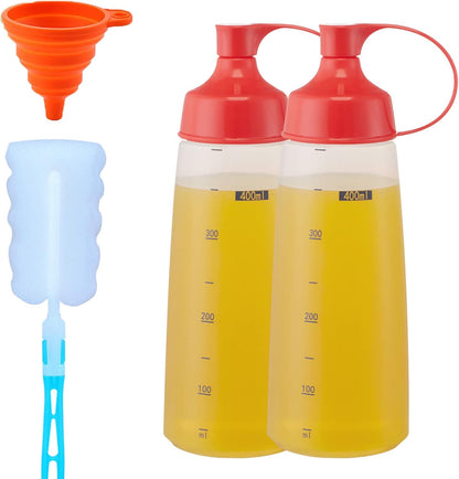 Condiment Squeeze Bottles for Sauces Pancake Batter Plastic - Wide Mouth Kitchen Ketchup Mustard Squirt Bottle Empty Dispenser for Icing Oil Salad Food Liquid for Griddle BBQ(1 PCS, 13 oz.)