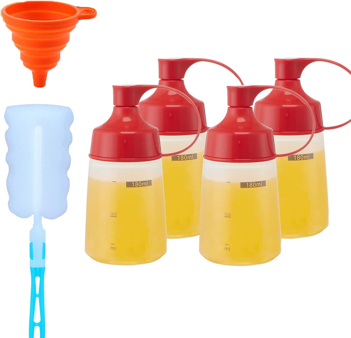 Condiment Squeeze Bottles for Sauces Pancake Batter Plastic - Wide Mouth Kitchen Ketchup Mustard Squirt Bottle Empty Dispenser for Icing Oil Salad Food Liquid for Griddle BBQ(1 PCS, 13 oz.)