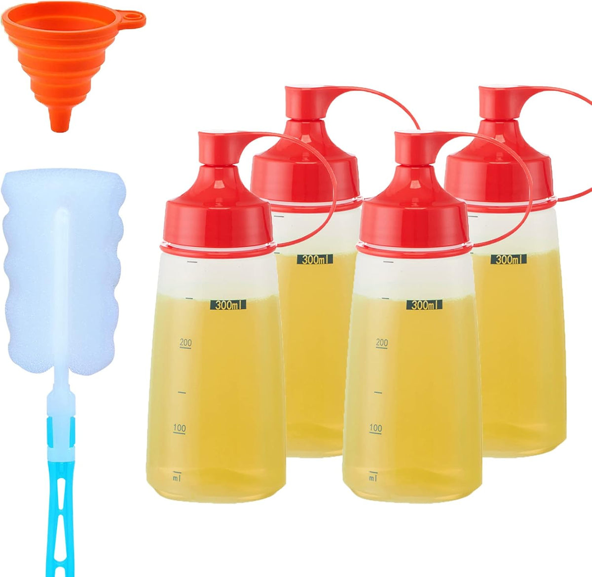 Condiment Squeeze Bottles for Sauces Pancake Batter Plastic - Wide Mouth Kitchen Ketchup Mustard Squirt Bottle Empty Dispenser for Icing Oil Salad Food Liquid for Griddle BBQ(1 PCS, 13 oz.)