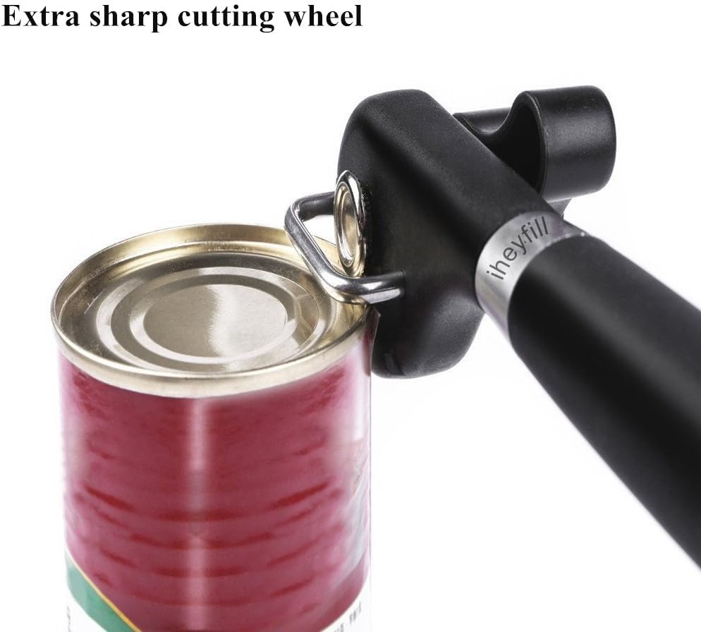 Safety Manual Can Tin Opener,Stainless Steel Ergonomic Anti Slip Design with Smooth Edge Side Cut No Sharp Cuts Can Opener,Lid Lifter that Won't Touch Food